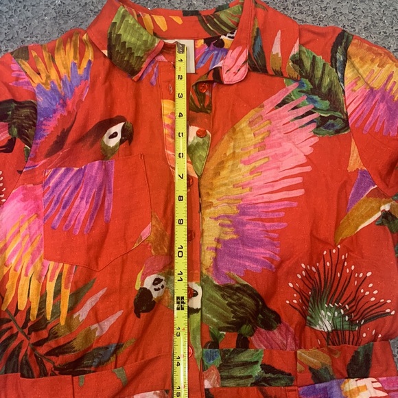 Farm Rio Red Macaw Romper Small Tropical Print - Picture 7 of 8